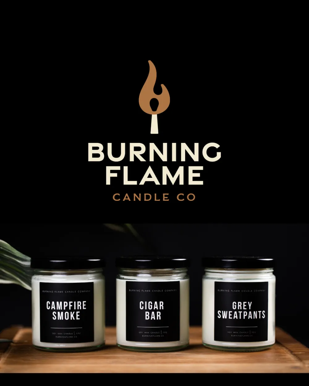 Burning Flame Candles and Logo