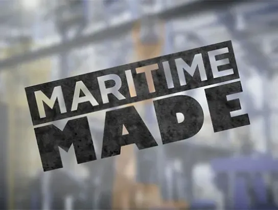 Maritime Made text with blurry background
