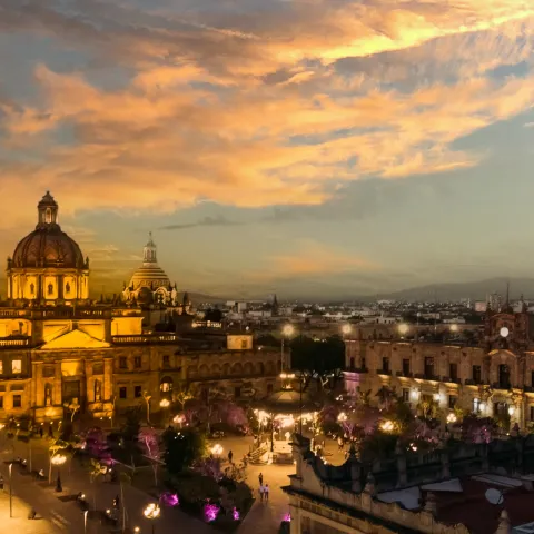 Mexico, Guadalajara Cathedral Basilica in historic centre near Plaza de Armas and Liberation Square.