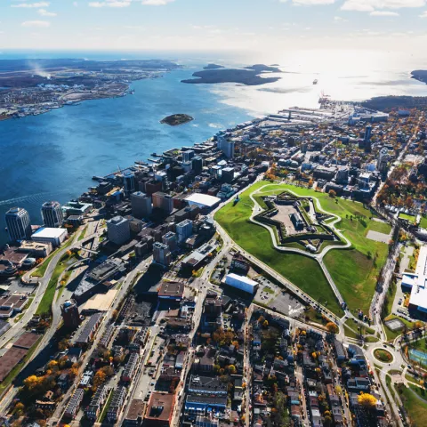 Arial view of Halifax city.