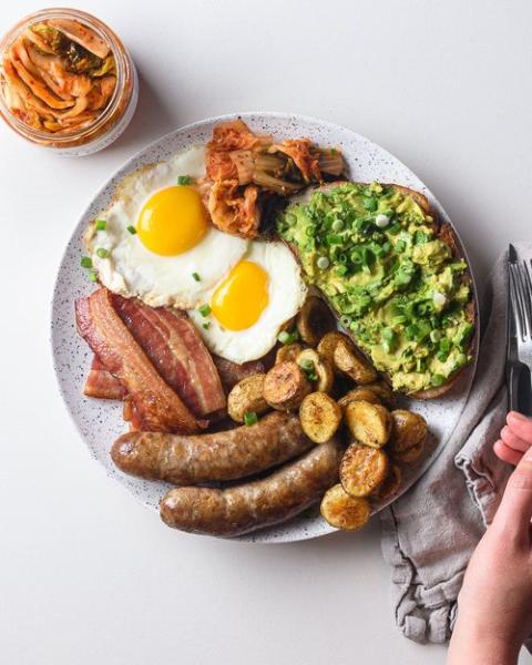 Plate of breakfast foods