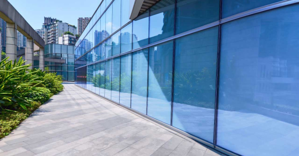 Side of glass building