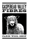 Gaspereau Valley Fibres logo with Cotswold sheep illustration