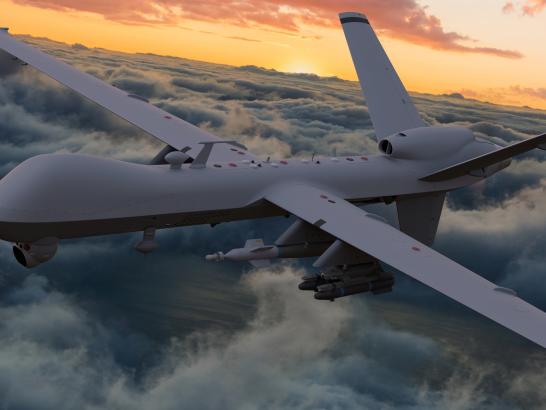 Sky Guardian drone in flight.