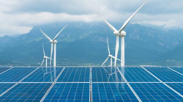 Wind turbines and solar panels